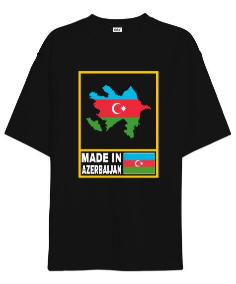 Tisho - Azerbaycan,Azerbaijan,Azerbaycan Bayrağı,Azerbaycan logosu. Siyah Oversize Unisex Tişört