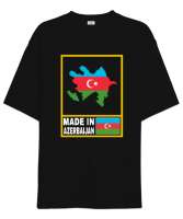 Azerbaycan,Azerbaijan,Azerbaycan Bayrağı,Azerbaycan logosu. Siyah Oversize Unisex Tişört - Thumbnail