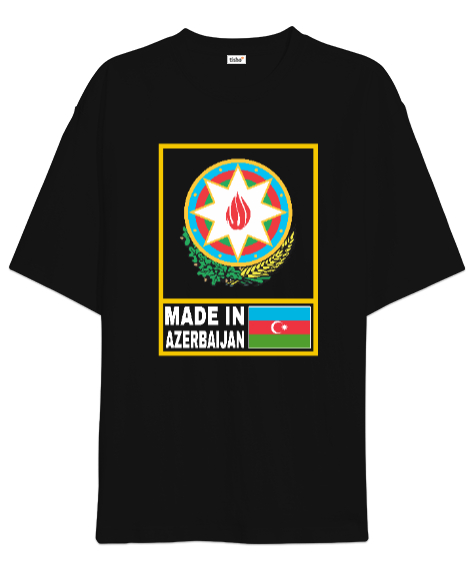 Tisho - Azerbaycan,Azerbaijan,Azerbaycan Bayrağı,Azerbaycan logosu. Siyah Oversize Unisex Tişört