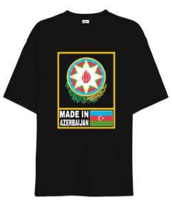 Azerbaycan,Azerbaijan,Azerbaycan Bayrağı,Azerbaycan logosu. Siyah Oversize Unisex Tişört