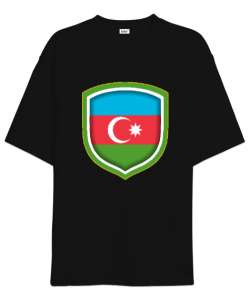 Azerbaycan,Azerbaijan,Azerbaycan Bayrağı,Azerbaycan logosu. Siyah Oversize Unisex Tişört