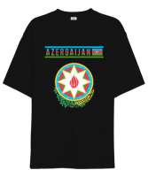 Azerbaycan,Azerbaijan,Azerbaycan Bayrağı,Azerbaycan logosu. Siyah Oversize Unisex Tişört - Thumbnail