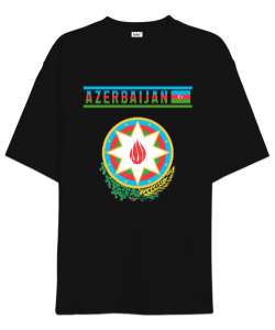 Azerbaycan,Azerbaijan,Azerbaycan Bayrağı,Azerbaycan logosu. Siyah Oversize Unisex Tişört