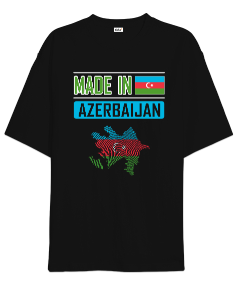 Tisho - Azerbaycan,Azerbaijan,Azerbaycan Bayrağı,Azerbaycan logosu. Siyah Oversize Unisex Tişört