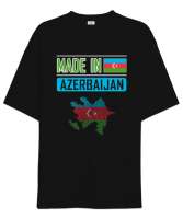 Azerbaycan,Azerbaijan,Azerbaycan Bayrağı,Azerbaycan logosu. Siyah Oversize Unisex Tişört - Thumbnail