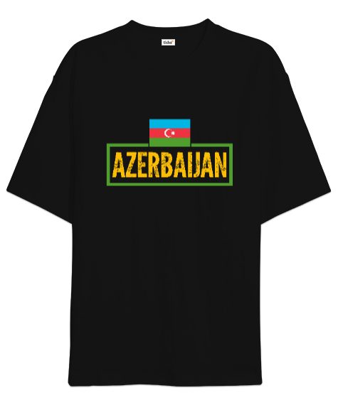 Tisho - Azerbaycan,Azerbaijan,Azerbaycan Bayrağı,Azerbaycan logosu. Siyah Oversize Unisex Tişört