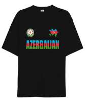 Azerbaycan,Azerbaijan,Azerbaycan Bayrağı,Azerbaycan logosu. Siyah Oversize Unisex Tişört - Thumbnail