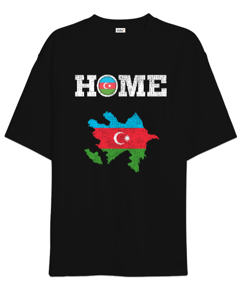 Tisho - Azerbaycan,Azerbaijan,Azerbaycan Bayrağı,Azerbaycan logosu. Siyah Oversize Unisex Tişört