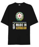 Azerbaycan,Azerbaijan,Azerbaycan Bayrağı,Azerbaycan logosu. Siyah Oversize Unisex Tişört - Thumbnail