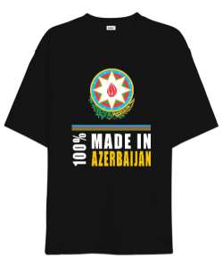 Azerbaycan,Azerbaijan,Azerbaycan Bayrağı,Azerbaycan logosu. Siyah Oversize Unisex Tişört