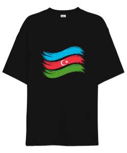 Azerbaycan,Azerbaijan,Azerbaycan Bayrağı,Azerbaycan logosu. Siyah Oversize Unisex Tişört