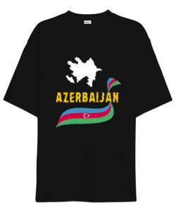 Azerbaycan,Azerbaijan,Azerbaycan Bayrağı,Azerbaycan logosu. Siyah Oversize Unisex Tişört