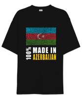 Azerbaycan,Azerbaijan,Azerbaycan Bayrağı,Azerbaycan logosu. Siyah Oversize Unisex Tişört - Thumbnail