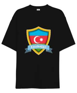 Azerbaycan,Azerbaijan,Azerbaycan Bayrağı,Azerbaycan logosu. Siyah Oversize Unisex Tişört