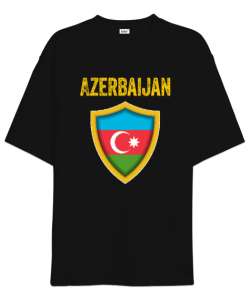 Azerbaycan,Azerbaijan,Azerbaycan Bayrağı,Azerbaycan logosu. Siyah Oversize Unisex Tişört