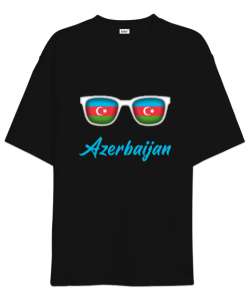 Azerbaycan,Azerbaijan,Azerbaycan Bayrağı,Azerbaycan logosu. Siyah Oversize Unisex Tişört