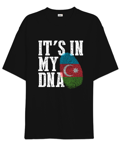 Tisho - Azerbaycan,Azerbaijan,Azerbaycan Bayrağı,Azerbaycan logosu. Siyah Oversize Unisex Tişört