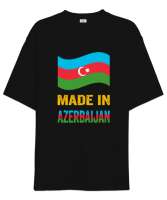 Azerbaycan,Azerbaijan,Azerbaycan Bayrağı,Azerbaycan logosu. Siyah Oversize Unisex Tişört - Thumbnail