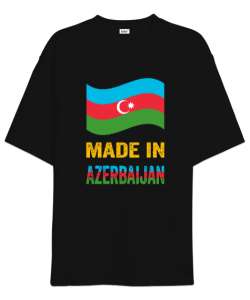 Azerbaycan,Azerbaijan,Azerbaycan Bayrağı,Azerbaycan logosu. Siyah Oversize Unisex Tişört