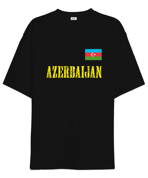 Tisho - Azerbaycan,Azerbaijan,Azerbaycan Bayrağı,Azerbaycan logosu. Siyah Oversize Unisex Tişört