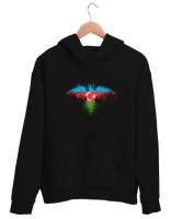 Azerbaycan,Azerbaijan,Azerbaycan Bayrağı,Azerbaycan logosu. Siyah Unisex Kapşonlu Sweatshirt - Thumbnail