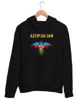 Azerbaycan,Azerbaijan,Azerbaycan Bayrağı,Azerbaycan logosu. Siyah Unisex Kapşonlu Sweatshirt - Thumbnail