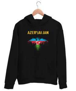 Azerbaycan,Azerbaijan,Azerbaycan Bayrağı,Azerbaycan logosu. Siyah Unisex Kapşonlu Sweatshirt