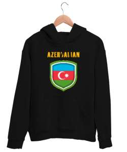 Azerbaycan,Azerbaijan,Azerbaycan Bayrağı,Azerbaycan logosu. Siyah Unisex Kapşonlu Sweatshirt