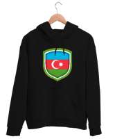 Azerbaycan,Azerbaijan,Azerbaycan Bayrağı,Azerbaycan logosu. Siyah Unisex Kapşonlu Sweatshirt - Thumbnail