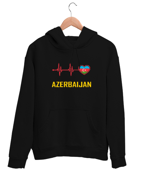 Tisho - Azerbaycan,Azerbaijan,Azerbaycan Bayrağı,Azerbaycan logosu. Siyah Unisex Kapşonlu Sweatshirt