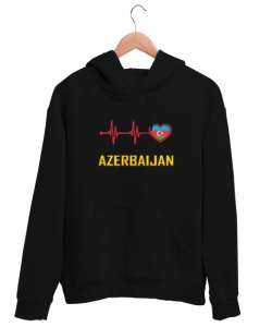 Azerbaycan,Azerbaijan,Azerbaycan Bayrağı,Azerbaycan logosu. Siyah Unisex Kapşonlu Sweatshirt