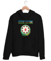 Azerbaycan,Azerbaijan,Azerbaycan Bayrağı,Azerbaycan logosu. Siyah Unisex Kapşonlu Sweatshirt - Thumbnail