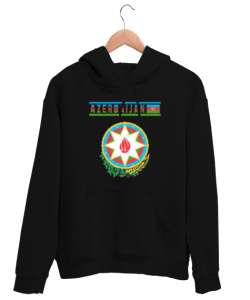 Azerbaycan,Azerbaijan,Azerbaycan Bayrağı,Azerbaycan logosu. Siyah Unisex Kapşonlu Sweatshirt