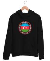 Azerbaycan,Azerbaijan,Azerbaycan Bayrağı,Azerbaycan logosu. Siyah Unisex Kapşonlu Sweatshirt - Thumbnail