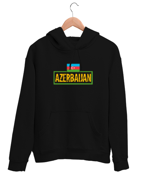 Tisho - Azerbaycan,Azerbaijan,Azerbaycan Bayrağı,Azerbaycan logosu. Siyah Unisex Kapşonlu Sweatshirt