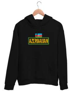 Azerbaycan,Azerbaijan,Azerbaycan Bayrağı,Azerbaycan logosu. Siyah Unisex Kapşonlu Sweatshirt