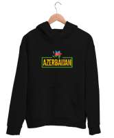 Azerbaycan,Azerbaijan,Azerbaycan Bayrağı,Azerbaycan logosu. Siyah Unisex Kapşonlu Sweatshirt - Thumbnail