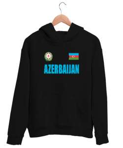 Azerbaycan,Azerbaijan,Azerbaycan Bayrağı,Azerbaycan logosu. Siyah Unisex Kapşonlu Sweatshirt