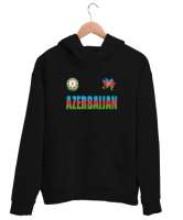 Azerbaycan,Azerbaijan,Azerbaycan Bayrağı,Azerbaycan logosu. Siyah Unisex Kapşonlu Sweatshirt - Thumbnail