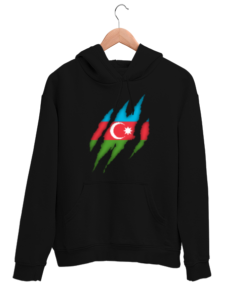 Tisho - Azerbaycan,Azerbaijan,Azerbaycan Bayrağı,Azerbaycan logosu. Siyah Unisex Kapşonlu Sweatshirt