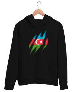 Azerbaycan,Azerbaijan,Azerbaycan Bayrağı,Azerbaycan logosu. Siyah Unisex Kapşonlu Sweatshirt