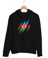 Azerbaycan,Azerbaijan,Azerbaycan Bayrağı,Azerbaycan logosu. Siyah Unisex Kapşonlu Sweatshirt - Thumbnail