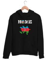 Azerbaycan,Azerbaijan,Azerbaycan Bayrağı,Azerbaycan logosu. Siyah Unisex Kapşonlu Sweatshirt - Thumbnail