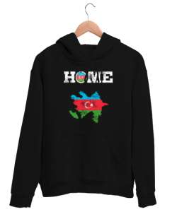 Azerbaycan,Azerbaijan,Azerbaycan Bayrağı,Azerbaycan logosu. Siyah Unisex Kapşonlu Sweatshirt