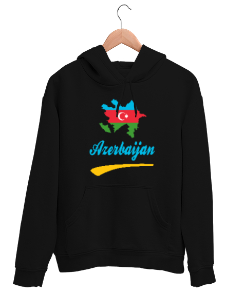 Tisho - Azerbaycan,Azerbaijan,Azerbaycan Bayrağı,Azerbaycan logosu. Siyah Unisex Kapşonlu Sweatshirt