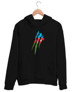 Azerbaycan,Azerbaijan,Azerbaycan Bayrağı,Azerbaycan logosu. Siyah Unisex Kapşonlu Sweatshirt