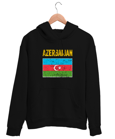 Tisho - Azerbaycan,Azerbaijan,Azerbaycan Bayrağı,Azerbaycan logosu. Siyah Unisex Kapşonlu Sweatshirt