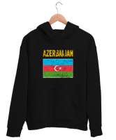 Azerbaycan,Azerbaijan,Azerbaycan Bayrağı,Azerbaycan logosu. Siyah Unisex Kapşonlu Sweatshirt - Thumbnail