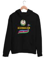 Azerbaycan,Azerbaijan,Azerbaycan Bayrağı,Azerbaycan logosu. Siyah Unisex Kapşonlu Sweatshirt - Thumbnail