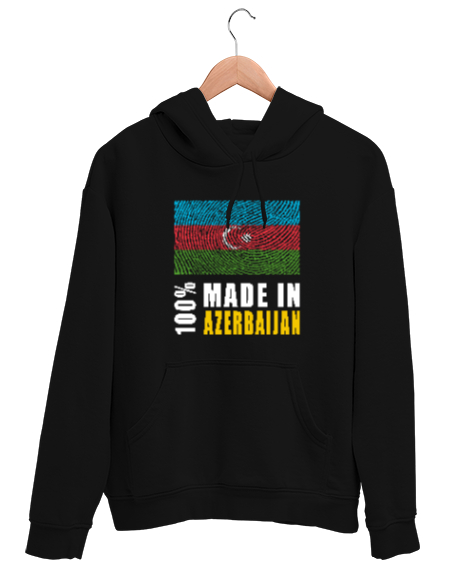 Tisho - Azerbaycan,Azerbaijan,Azerbaycan Bayrağı,Azerbaycan logosu. Siyah Unisex Kapşonlu Sweatshirt